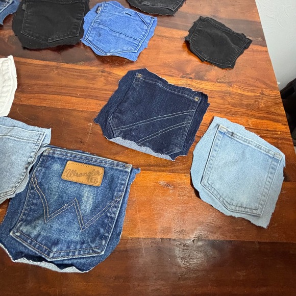 15pc Mixed Denim Jean Pockets Lot Levi's Wrangler Calvin Klein DIY Upcycle Craft - Picture 6 of 7